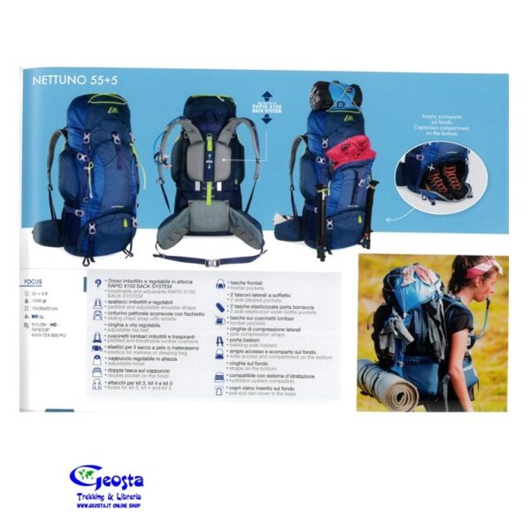 ZAINO ZAINO NETTUNO 55+5 LT IN NYLON-HD-RIPSTOP MARSUPIO